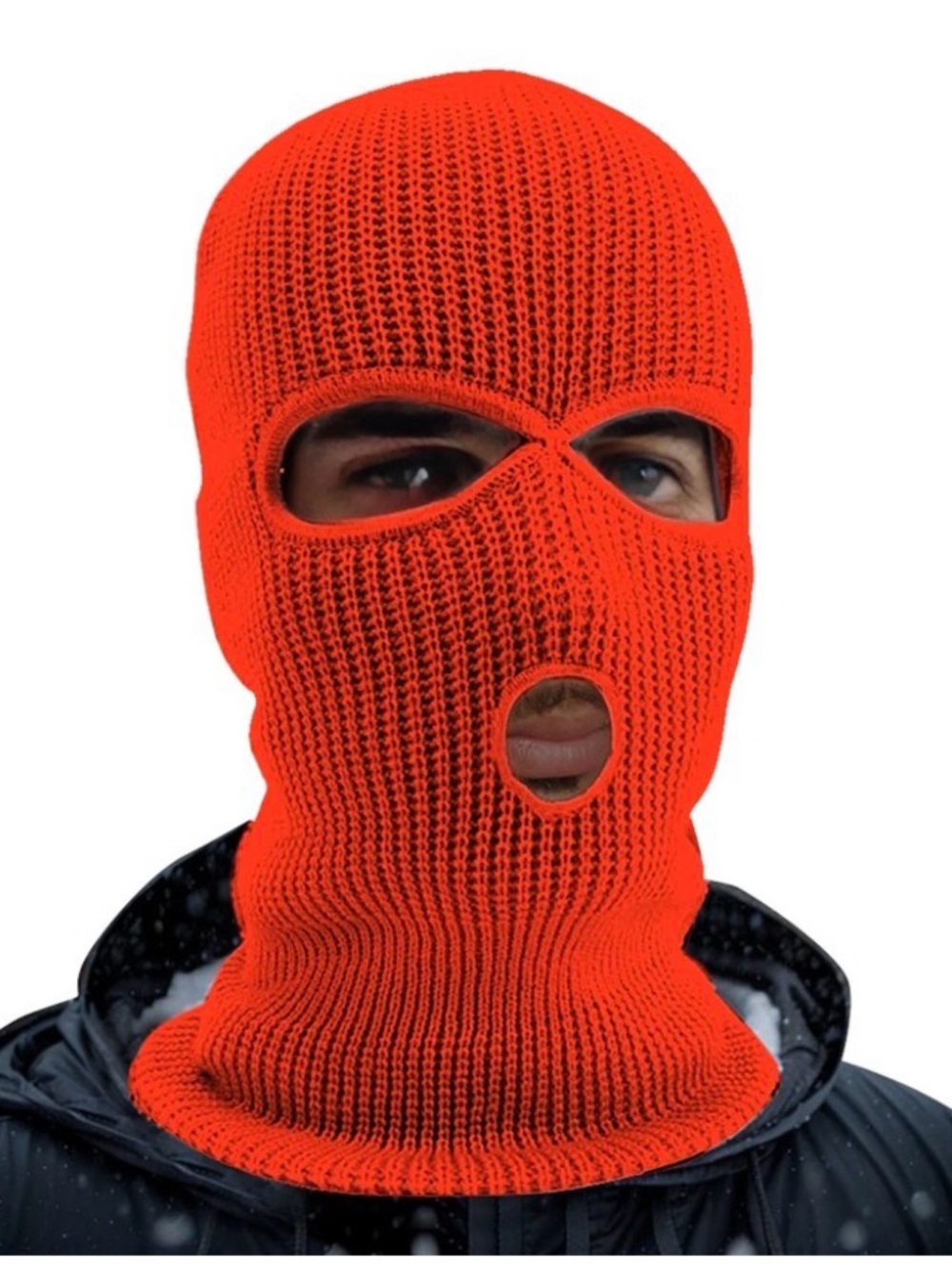 Bright Orange Knit Ski Mask / Balaclava – One Size Halloween mask winter sports